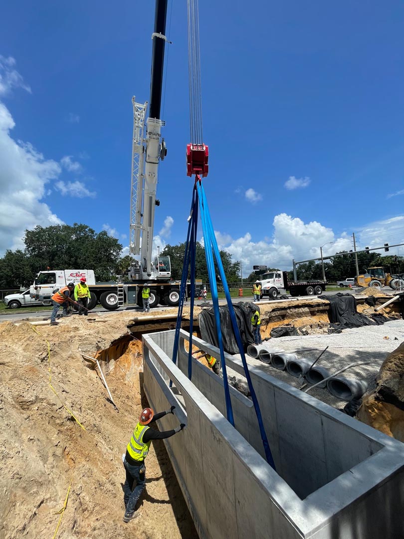 Precast Concrete Crane Lifting Services in Central FL by C and C Crane Works Brevard FL